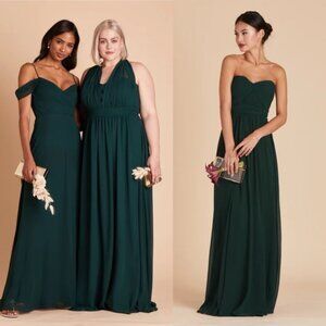 Birdy Grey Grace Convertible Chiffon Emerald Bridesmaid Maxi Dress NWT